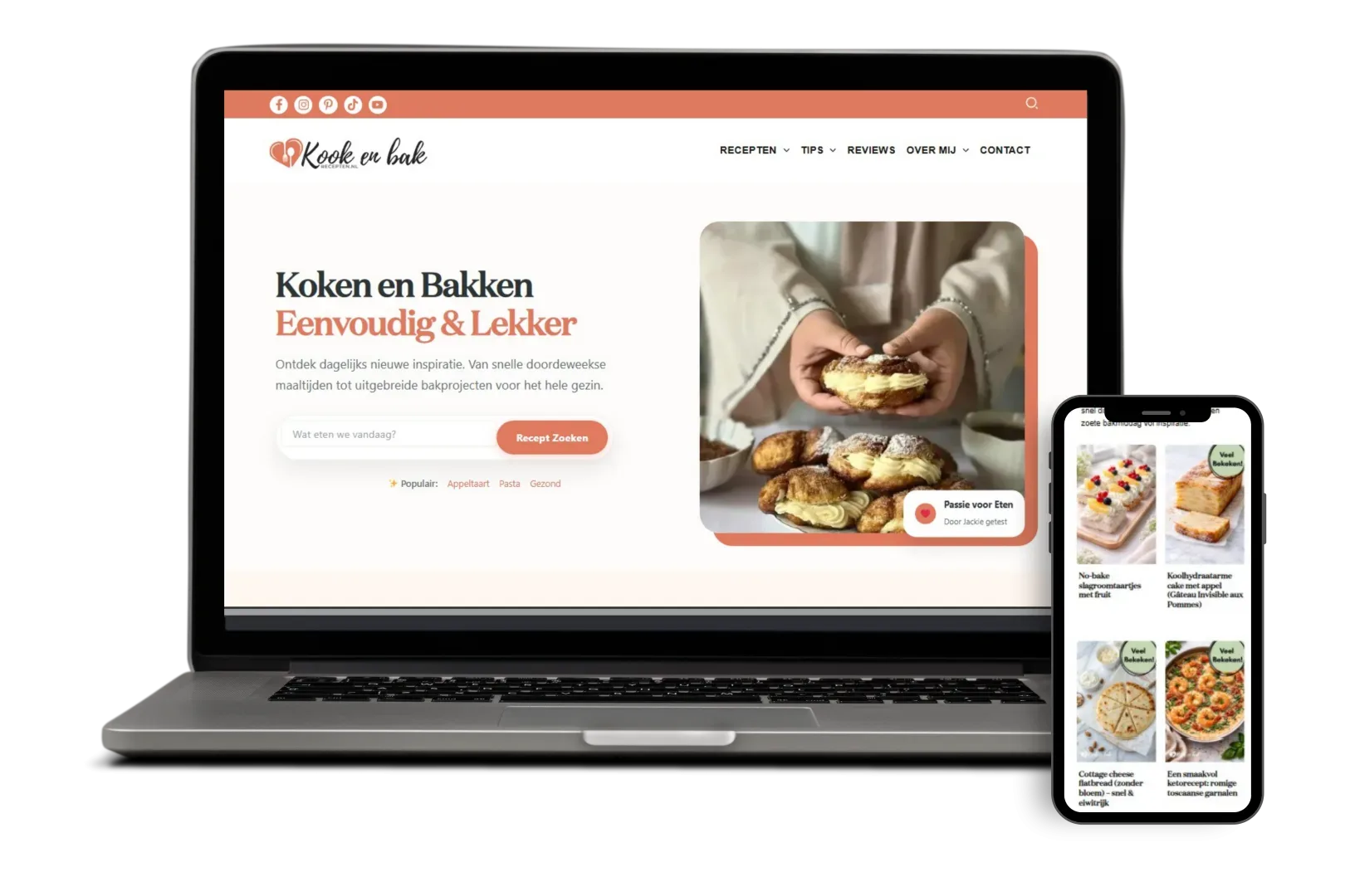 kookenbakrecepten - mockup Optima webdesigns - Mockup Webdesign portfolio